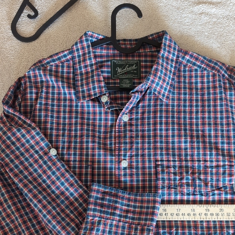Woolrich Blue and Red Casual Button Down Shirt